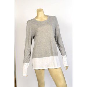 VINCE LONG SLEEVE GRAY WHITE TOP SZ M